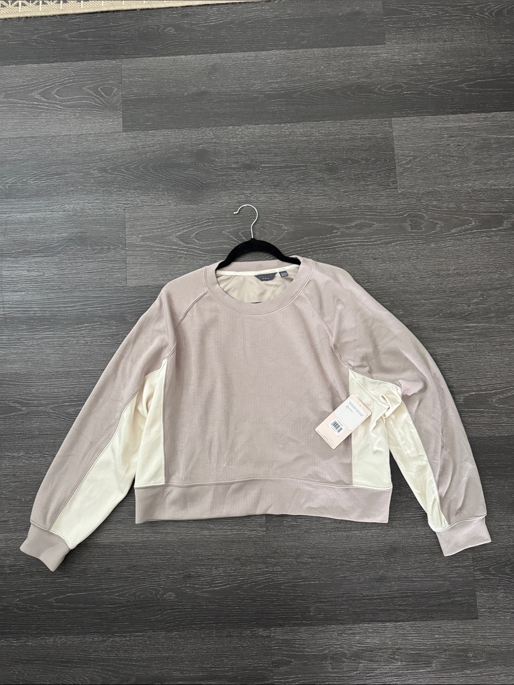 NWT Danskin Two-Tone Crewneck Pullover - Taupe and Cream